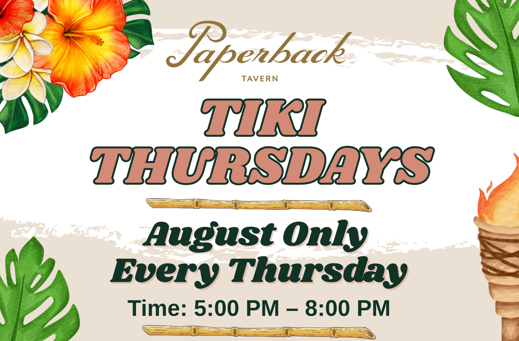Tiki Thursdays at the Paperback Tavern Event Poster